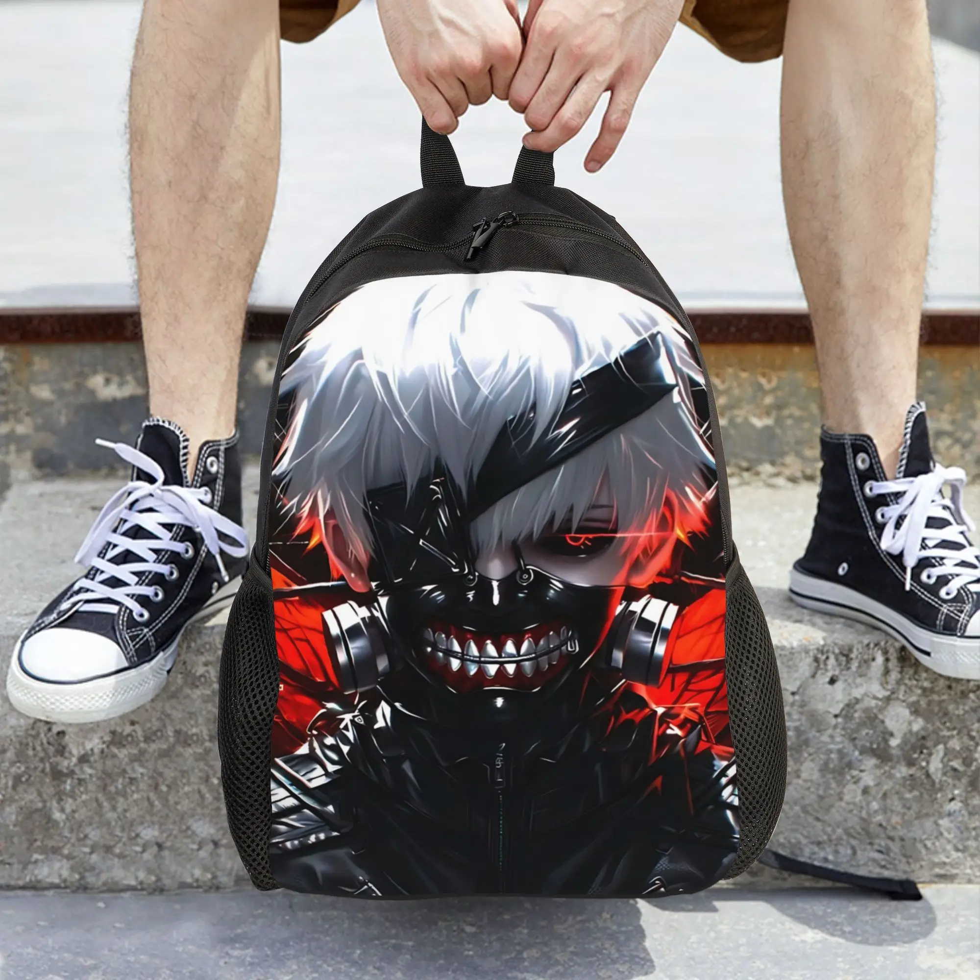 Fashion Halloween Tokyo Ghoul Kaneki Backpacks Its Bag  mochila Outdoor Zipper Closure Rucksack