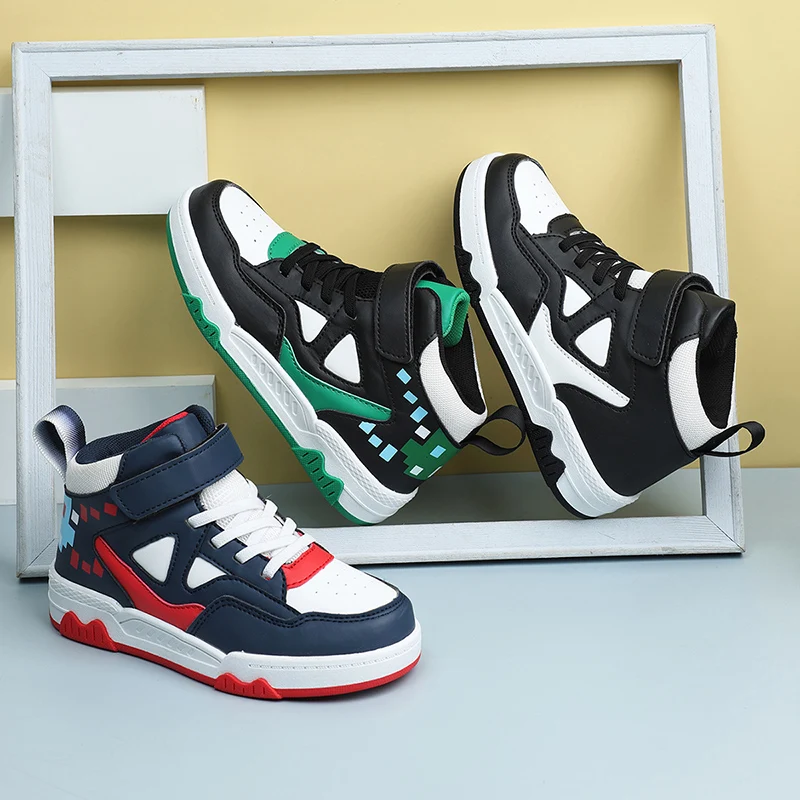 

Children's Leather Sports Shoes Breathable Mesh Single Net Shoe Autumn New Arrival Middle Large Children Flat Shoes zapatillas