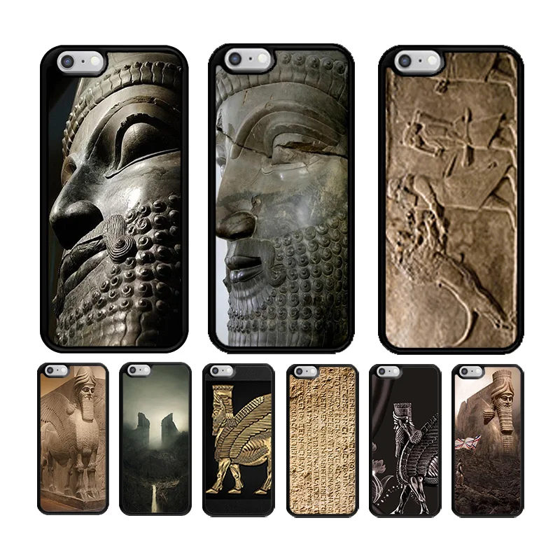 Phone Cover Case for iPhone 6 6S 7 8 PLUS X XS XR 11 12 13 MINI 14 15 PRO MAX Rubber Silicone Carving Assyrian Mesopotamian