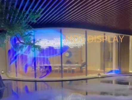 MDS P4 Schermo di visualizzazione a LED COB trasparente di alta qualità 640mm * 240mm Vetro commerciale facile da attaccare ad alta visibilità