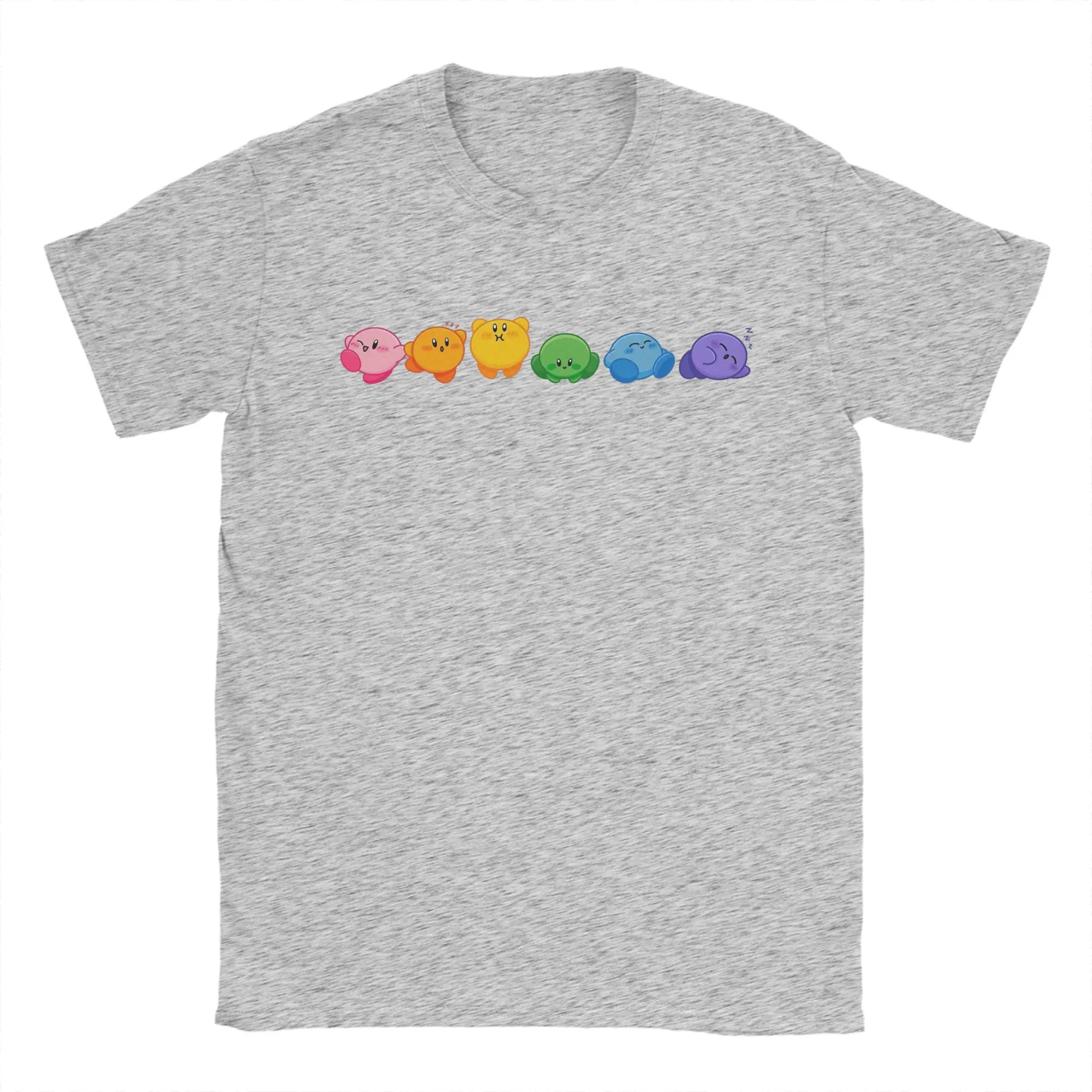 Kirby Rainbow T-Shirt für Herren, reine Baumwolle, Kleidung, lässig, für Damen und Kinder, kurzärmelig, Rundhals-T-Shirt, Geschenk, kreatives Oberteil – Detail 5