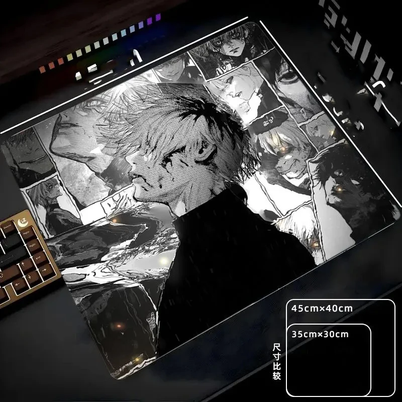 Microetch Boy Anime Glass Mouse Pad Gaming Pad Smooth Frosted Surface Waterproof Desk Tempered Multiple 450X500 Sizes Optional ﻿