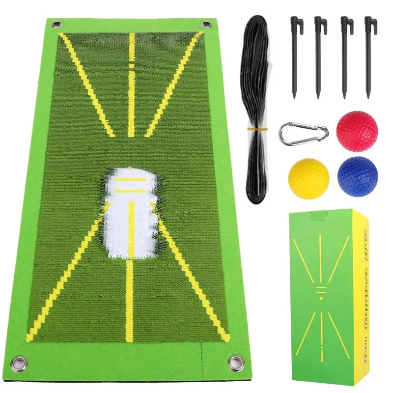 Golf Training Mat Kit for Swing Path Feedback Detection Correcting Hitting Posture Golf Practice Mat Advanced Guides Aid Pad