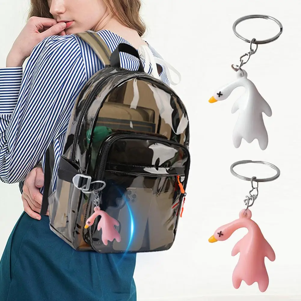 

Funny Goose Keychain Roast Duck Rope Keyring Backpack Change White Pendant Accessories Color Hanging Car Chain Ultraviolet Q1S2