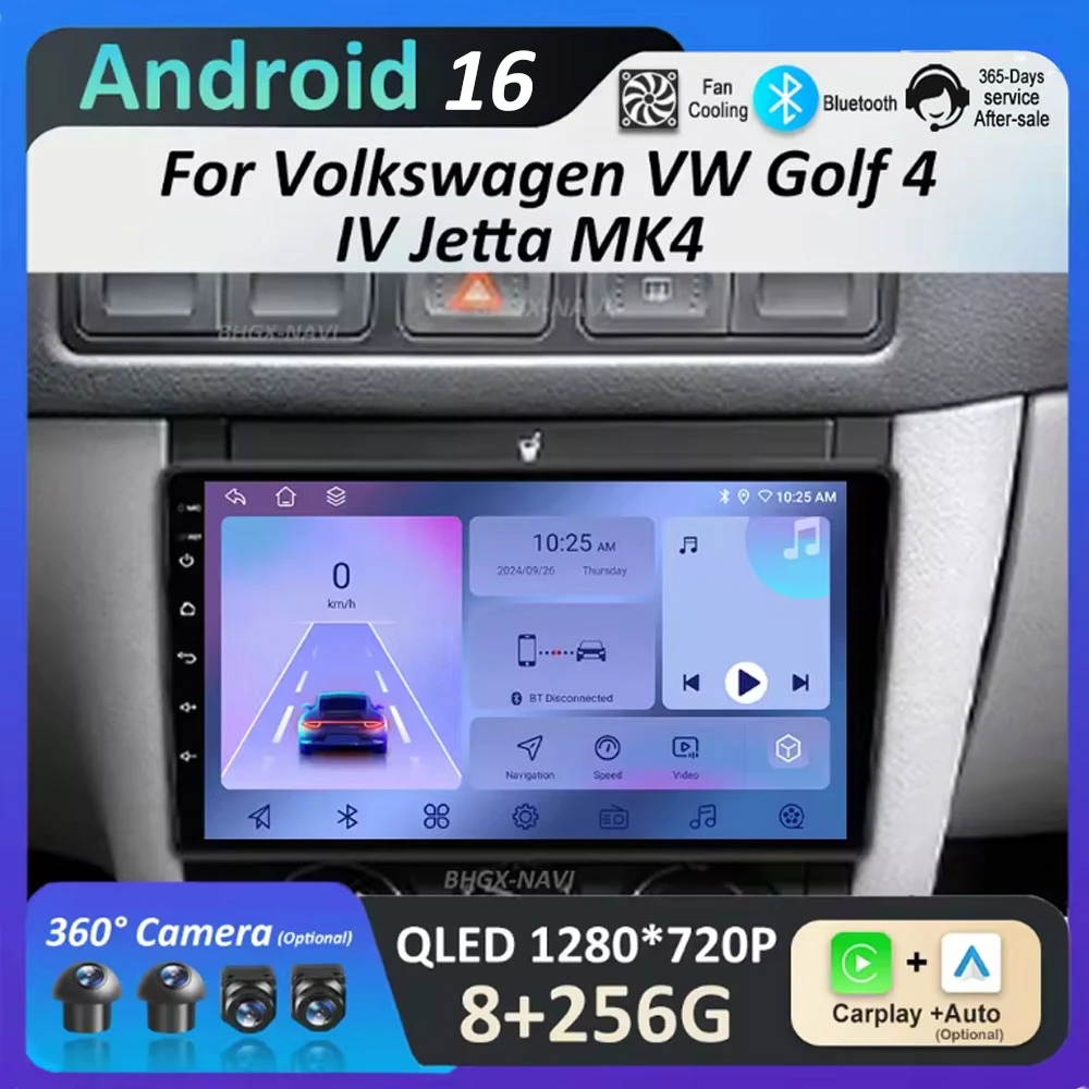 

Android 16 for Volkswagen VW Golf 4 IV Jetta MK4 GPS Navigation DSP Stereo HD Touch Screen WIFI Autoradio Cooling fan Head Unit