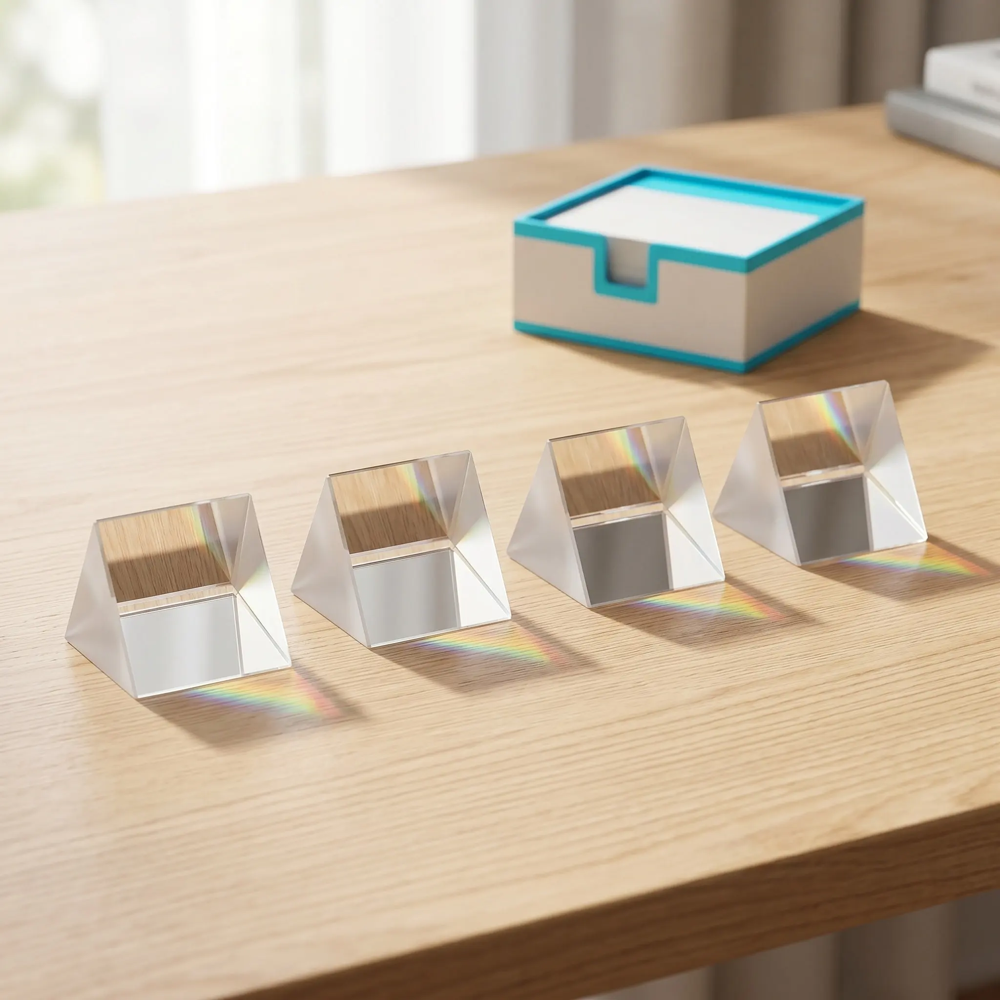 4Pcs Optical Prism Cube For For Optical Laboratory Science Teacher Crystal Triangular Photography Light Refraction