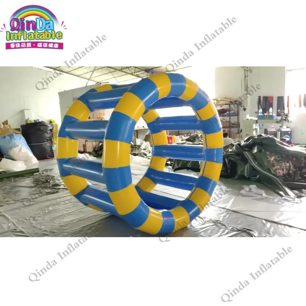 Water Funny Sport Game Inflatable Water Roller ,1.5Mx2m Inflatable Water Floating Wheel With Air Pump