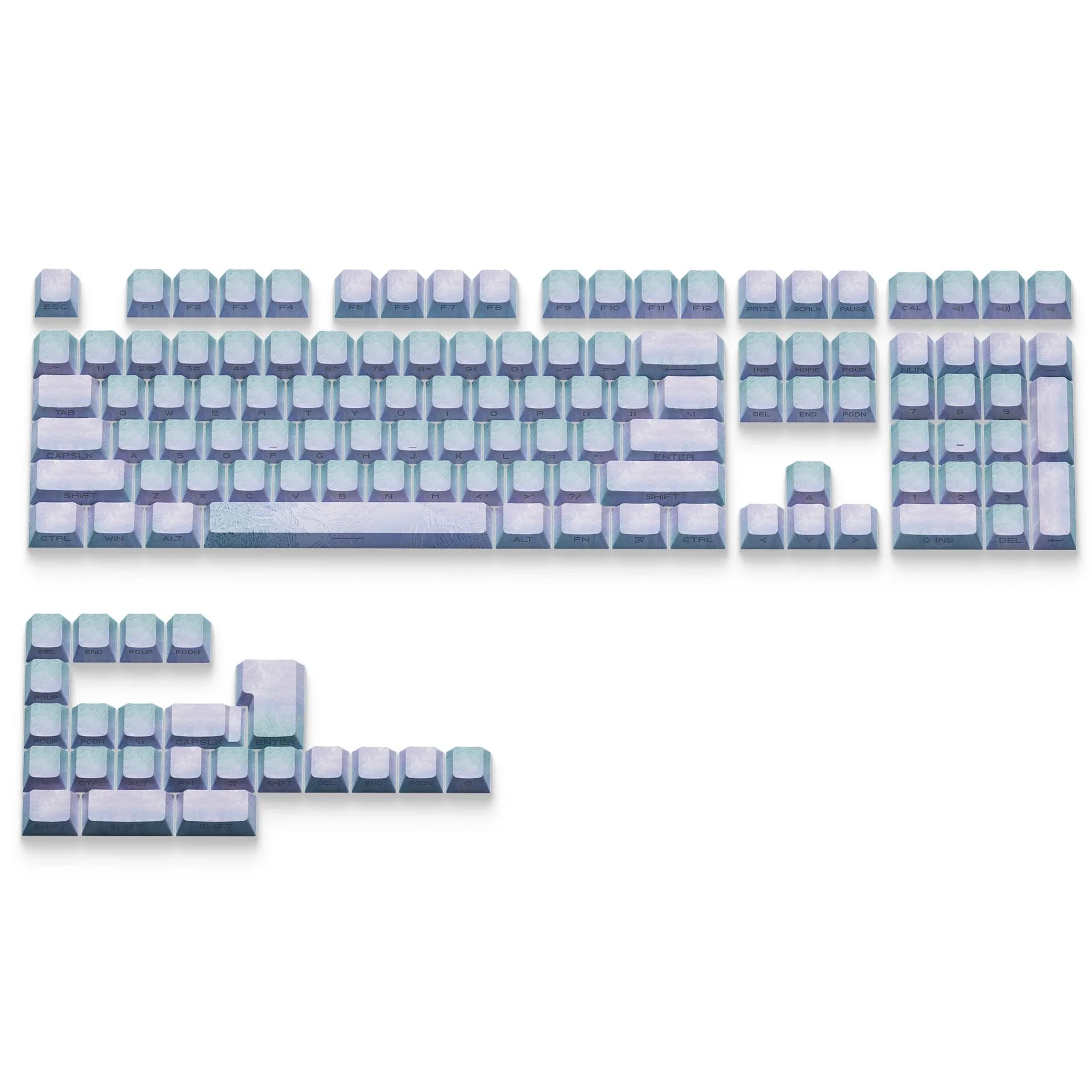 Original highly sublimated PBT side engraved transparent light personalized snow keycaps