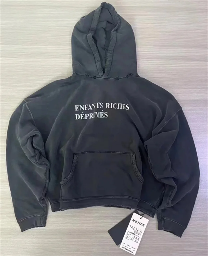 2024fw Enfants Riches Deprimes Hoodie Men Women Best Quality Washed Wormhole Hooded Sweatshirt Pullover