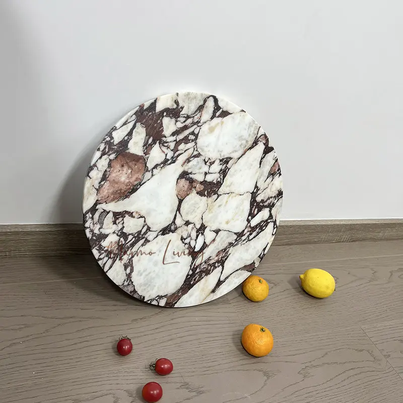 Vintage Calacatta Viola Stone Side Table Marble Top for Living Room Bedroom Balcony Coffee Table