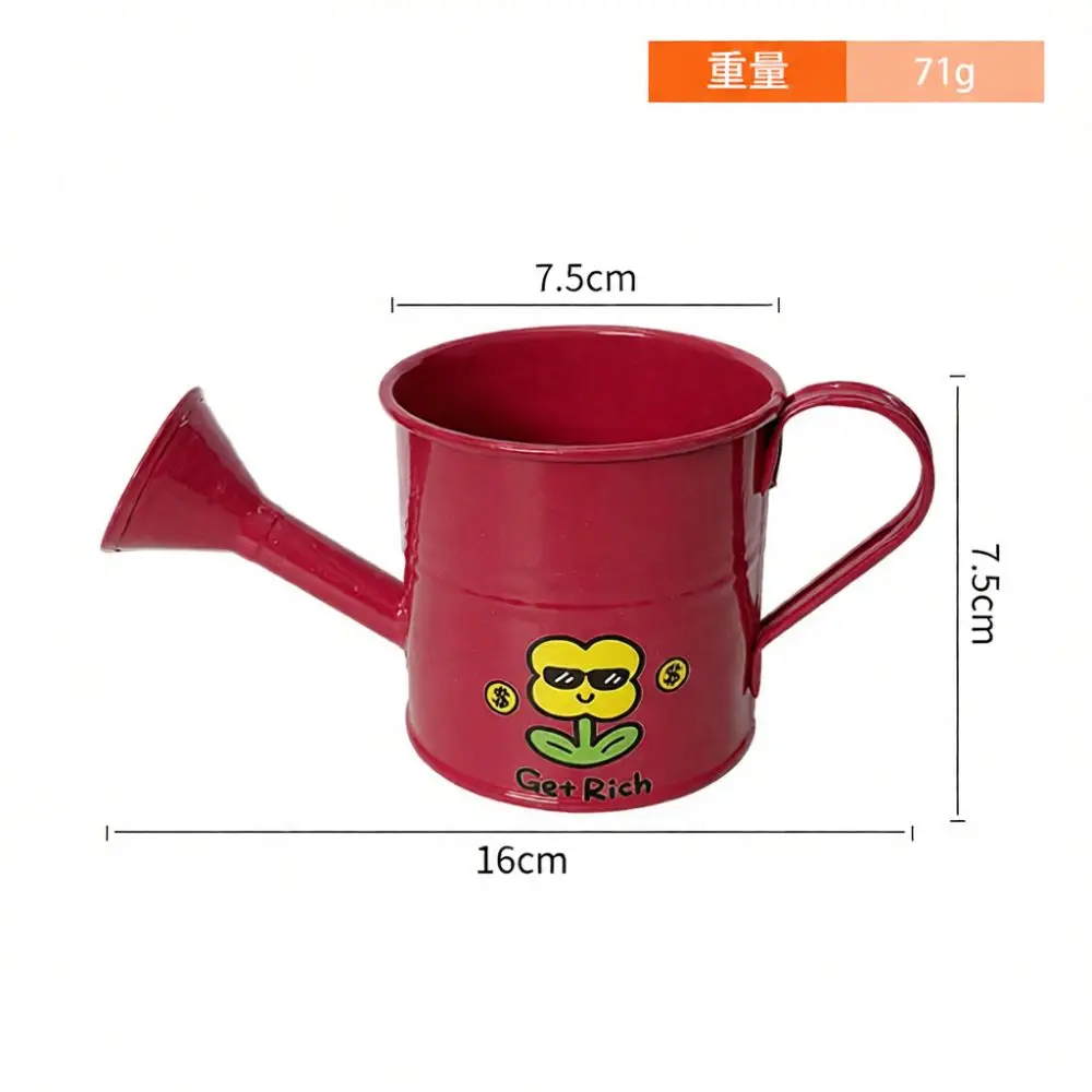 Colorful Mini Iron Watering Can Decorative Flower Pot Creative Garden Succulent Planter Desktop Art Small Ornament Vase