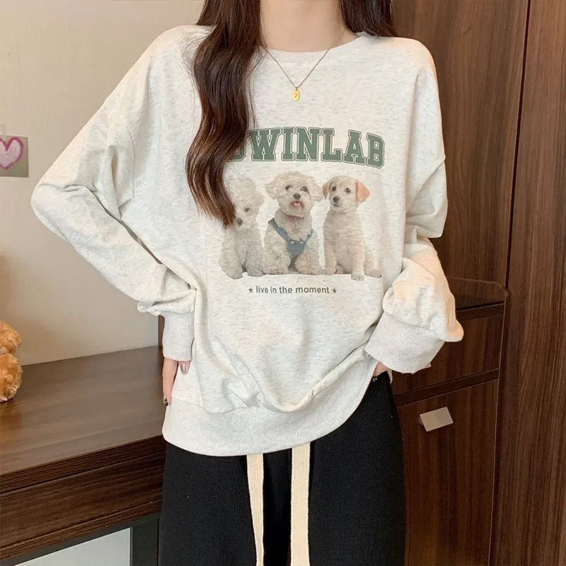 

Coffee Sweatshirt Women Loose Long Sleeve Shirts Letter Graphic Printing Autumn Oversize Hoodies Pullover Streetwear Harajuku