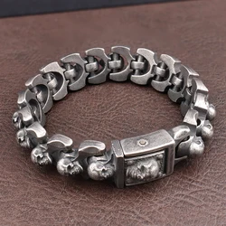 Stainless Steel Trendy Domineering Skull Bracelet for Men Vintage Gothic Skull Bangles Punk Rock Motorcycle Amulet Jewelry Gifts