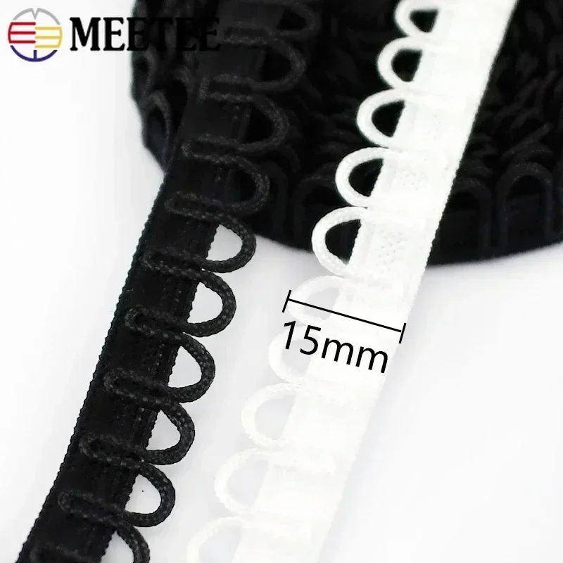 2/5/10M Nylon Elastic Band U-shape Loop Buttonhole Collar Button Wedding Dress Lace Ribbon Trim Strap DIY Sewing Accessories