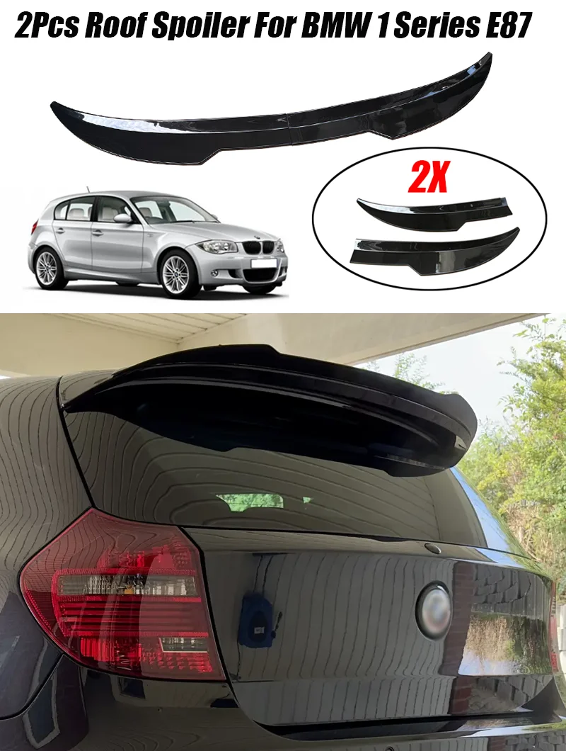2 Stück 99cm Auto-Dachheckspoiler für BMW Zubehör 1er-Serie M E81 E82 E87 E88 2007-2013 Hochglanz Schwarz ABS – Detail 1
