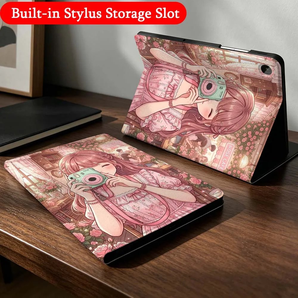 Anime Trendy Girl Case For Samsung Galaxy Tab A7 A8 A9 A11 S6 S7 S8 S9 S10 S11 FE Plus Folding Automatic Sleep/Make Tablet