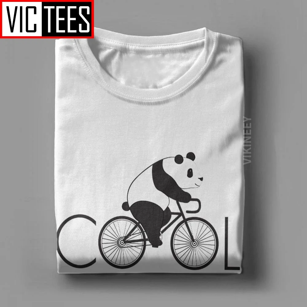 Cool Panda Riding On Bicycle Cycling Men Tshirt Chinese Cartoon Cute Animal Casual T-Shirt Cotton Gift