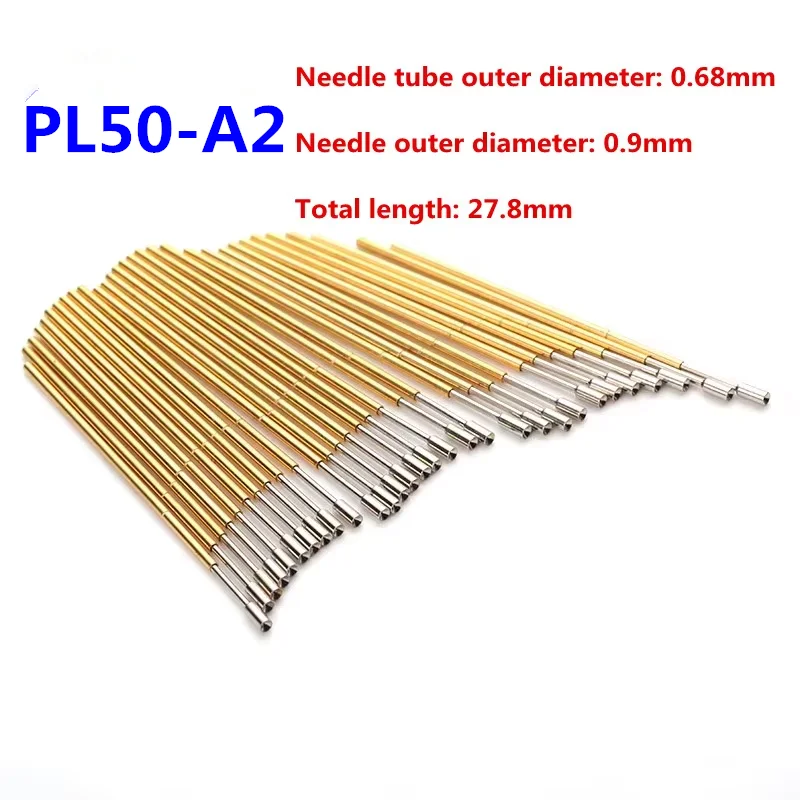 100PCS/pack PL50-A2 Cup-shaped Spring Test Probe 0.68mm Outer Diameter 27.8mm Long PCB Pogo Pin