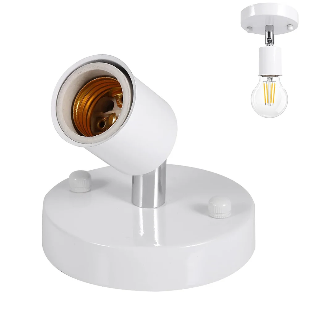 

2pcs Lamp Feet Wall Mount E27 Base Screw Adapter Slanted Ceiling Light Retro Wall Mounted 180° Rotatable Wall Lamp Holder Socket