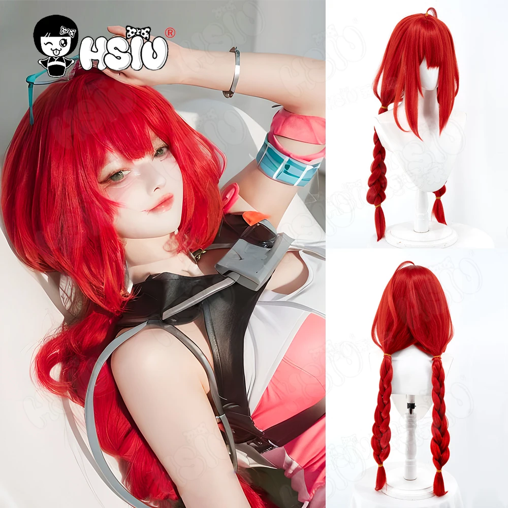 Ukinami Yuzuha Cosplay Wig Fiber synthetic wig「HSIU」80CM Red double ponytail long Wig Game Zenless Zone Zero Cosplay Wig