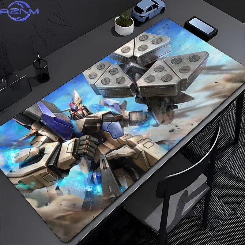 Anime Blue White Mecha Robot Desert Combat Art Mouse Pad Rubber Non Slip Gaming Desk Mat for Computer Laptop Office Use