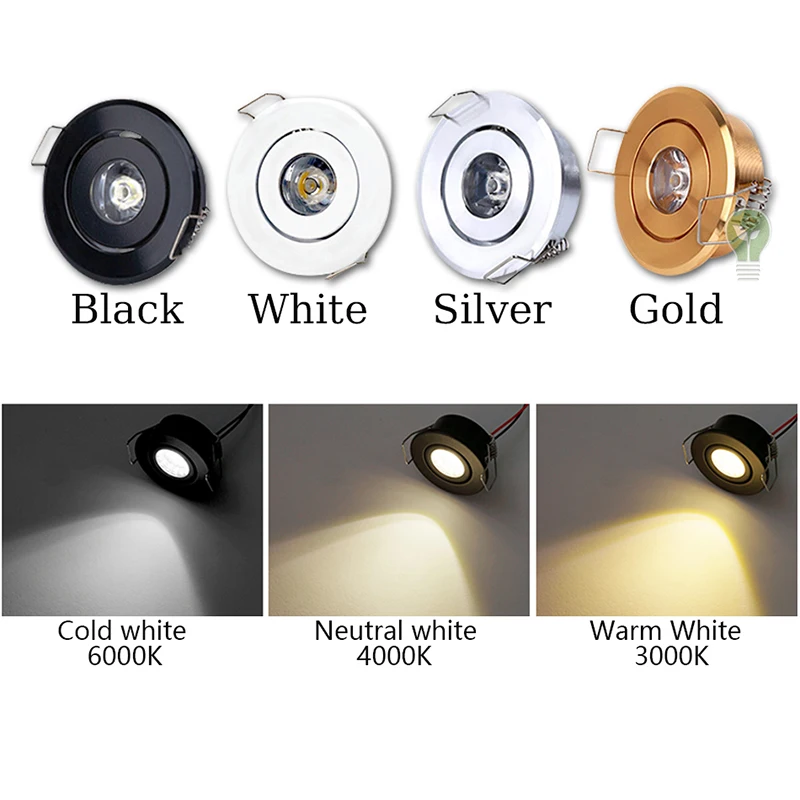 Dimmable 1W 3W Mini Round High Power LED Recessed Ceiling Down Light Lamps LED Downlights for Living Room Cabinet Bedroom