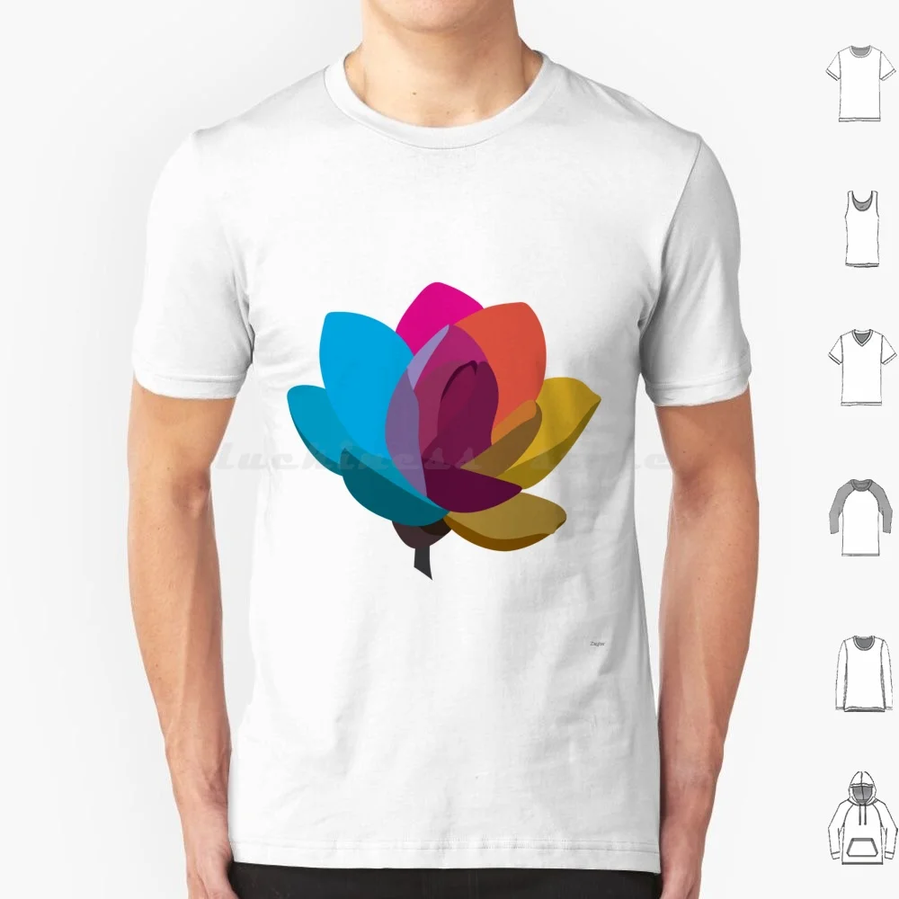 Multicolored Flower T Shirt 6Xl Cotton Cool Tee Multi Color Multi Color Multicolored Cymk Cyan Yellow Magenta Black Blue Red