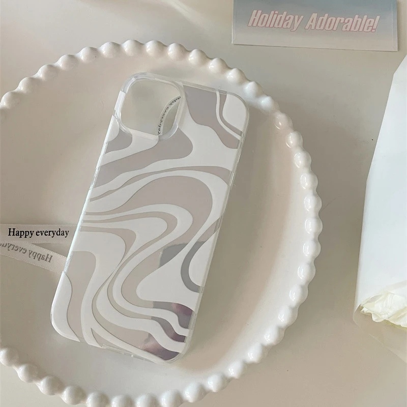 

For iPhone 14Promax 2023 New Ins Net Red Korean Style Personalized Silver Mirror Phone Hard Case 14Pro 13Promax 12 11