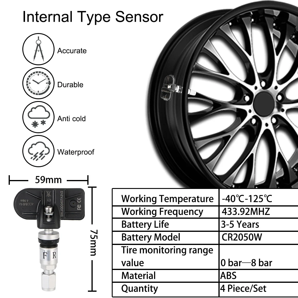 Car TPMS Sensors Tire Pressure Monitoring System Wireless Transmission USB Adapter For Android Navigation Player Alarm Monitor