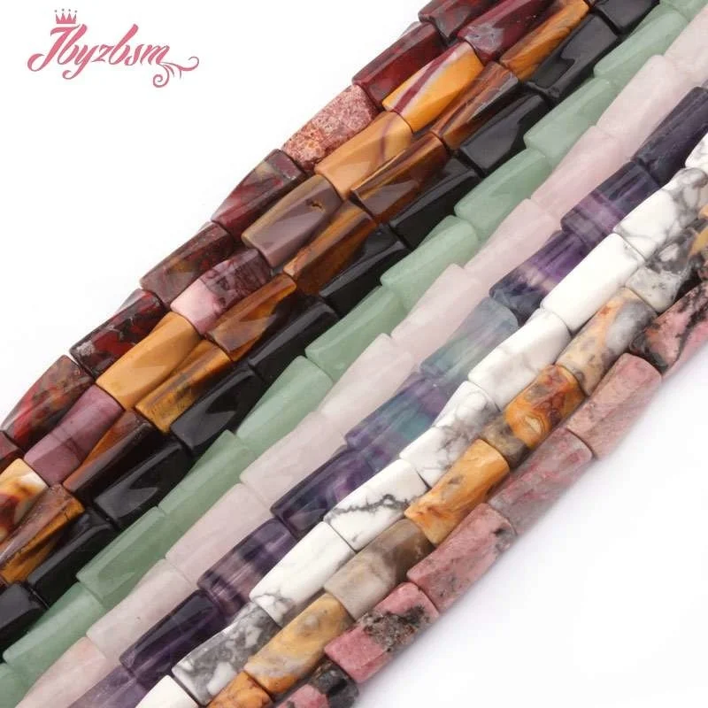 8x20mm Column Twist Rhodonite Agates Jaspers Natural Stone Loose Beads for DIY Women Men Necklace Bracelet Jewelry Making 15