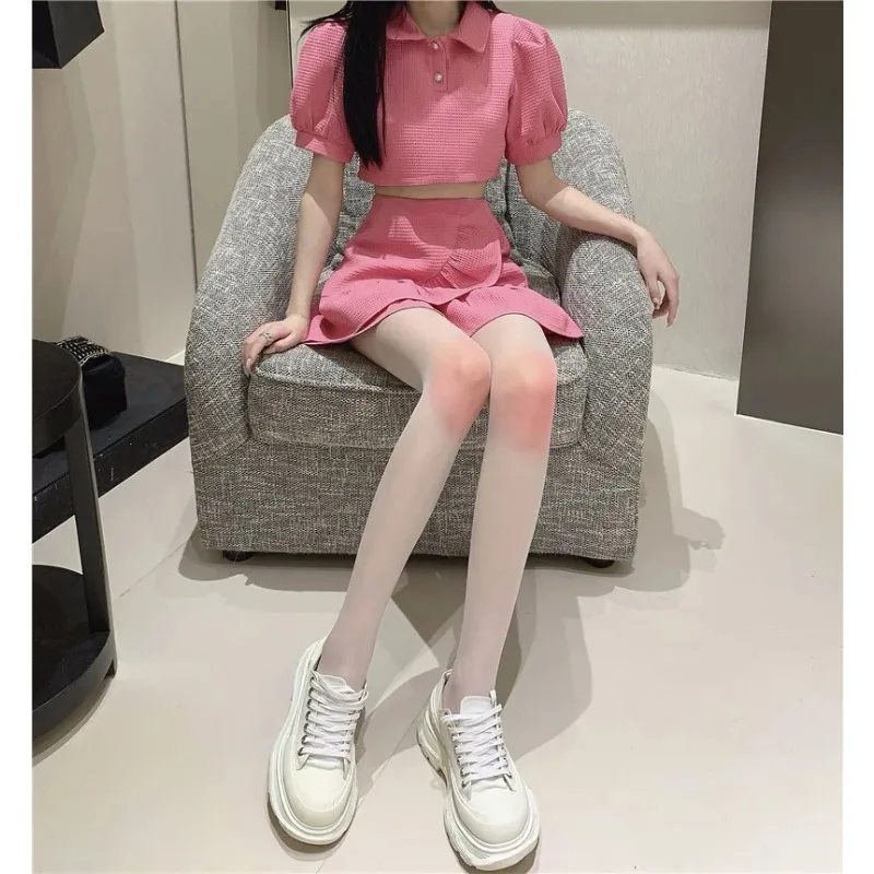 Calze bianche con fard al ginocchio Puro desiderio giapponese carino tinta unita fondo sottile collant calzini a cambiamento graduale Leggings da indossare ogni giorno