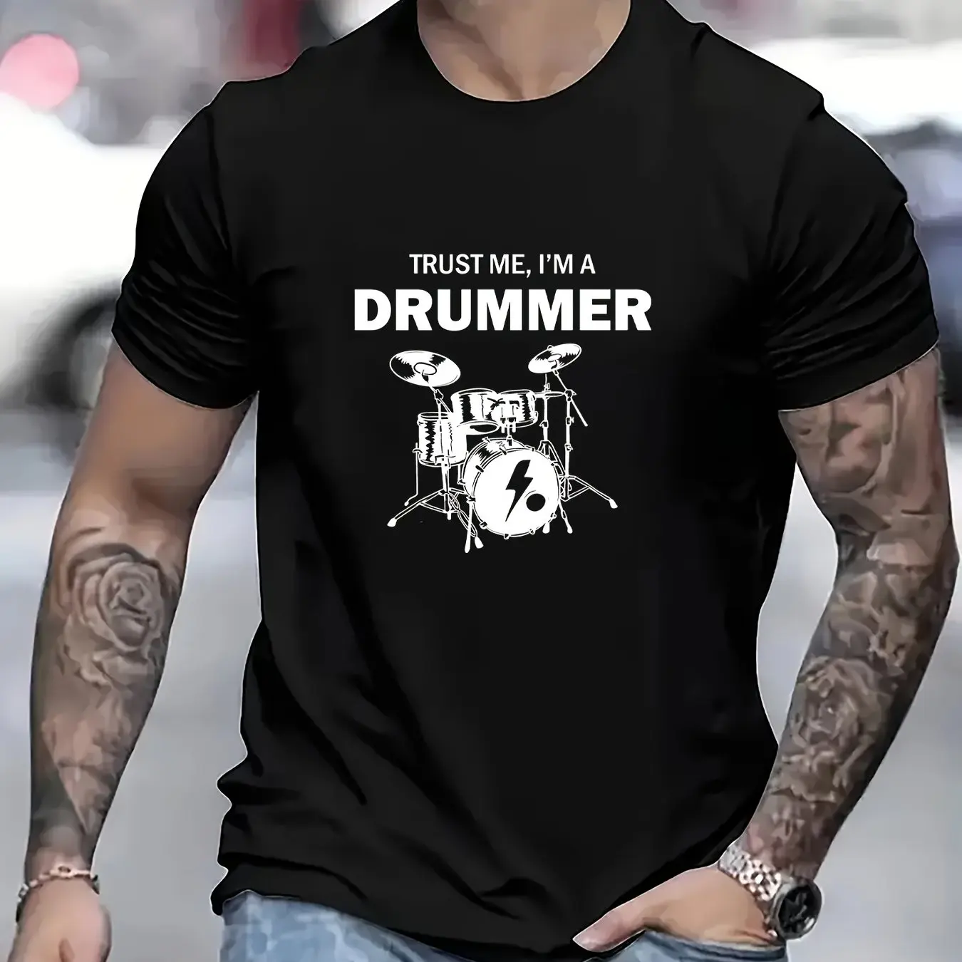 

Trust Me I'm A Drummer Print Men's T-shirts Summer Casual Cotton Short Sleeve Men's Clothing Oversized T-shirt Y2K Shirt Tee Top