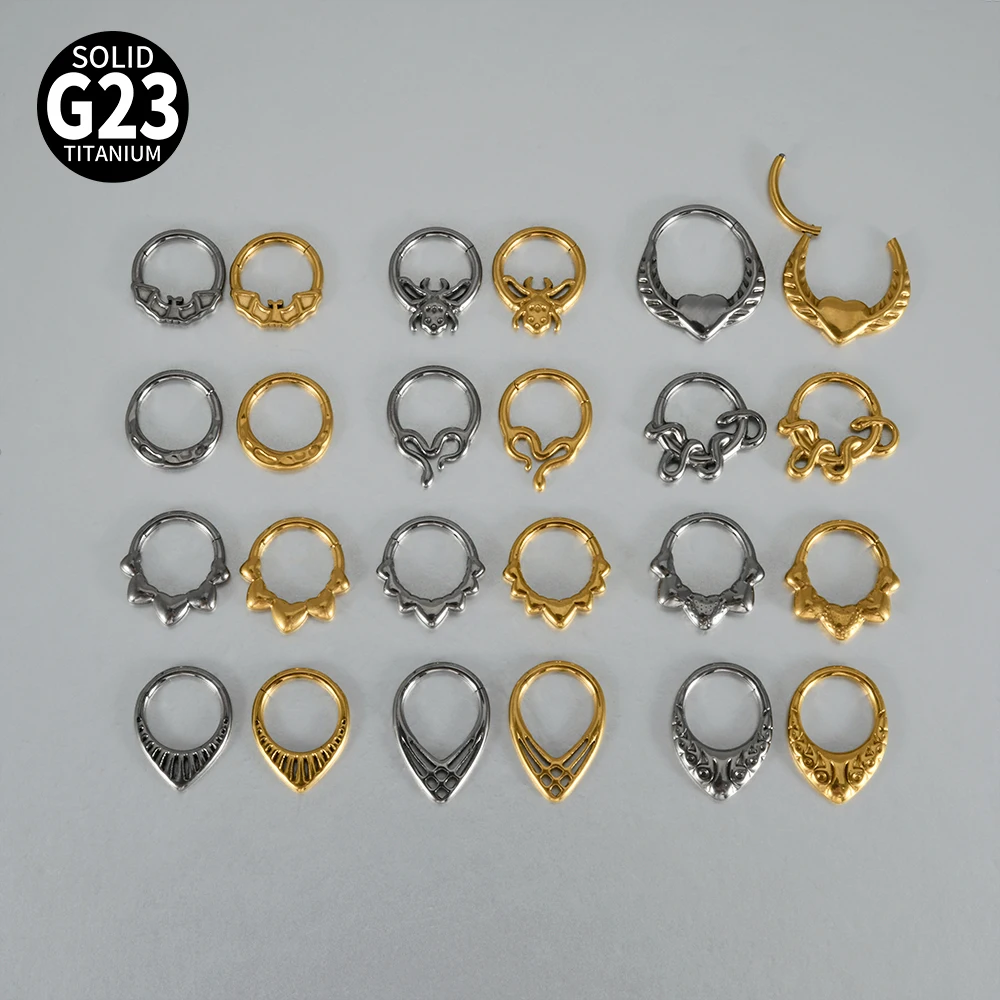 1PC G23 Titanium Septum Nose Rings Snake&Spide Segment Rings Tragus Daith Helix Earrings for Men Women Nose Ear Piercing Jewelry