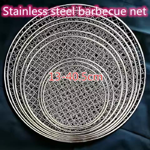 13-40.5cm Stainless Steel Barbecue Net Round Metal Filter BBQ Grate Grid Camping Picnic Kitchen Accessories Food Rack BBQ Net