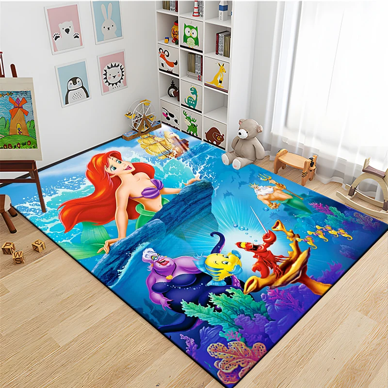 

Large Area Disney Princess Mermaid Rug 3D Print Carpet for Home Living Room Kitchen Bedroom Sofa Kids Doormat Decor Non-slip Mat