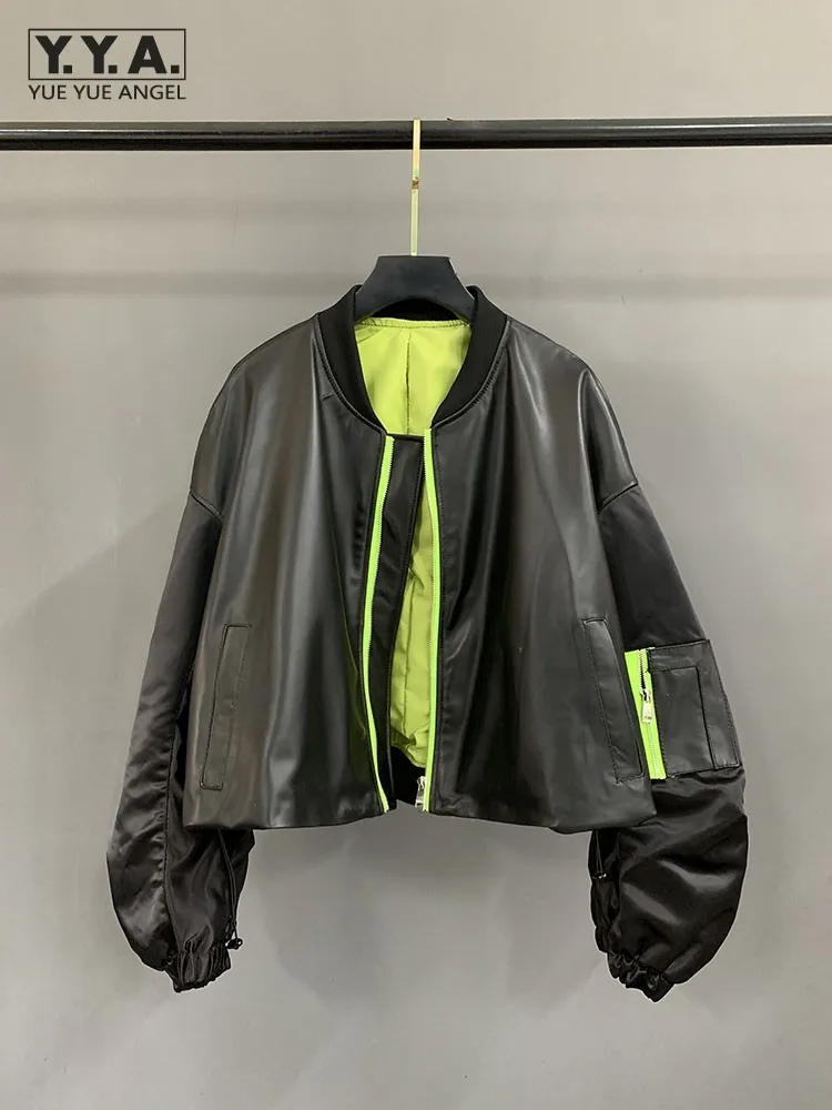 Frauen Lose Zipper Patchwork Farben Getäfelten Weichen Schaffell Stehkragen Jacke Neue Weibliche Casual Echtes Leder Jacke Mäntel