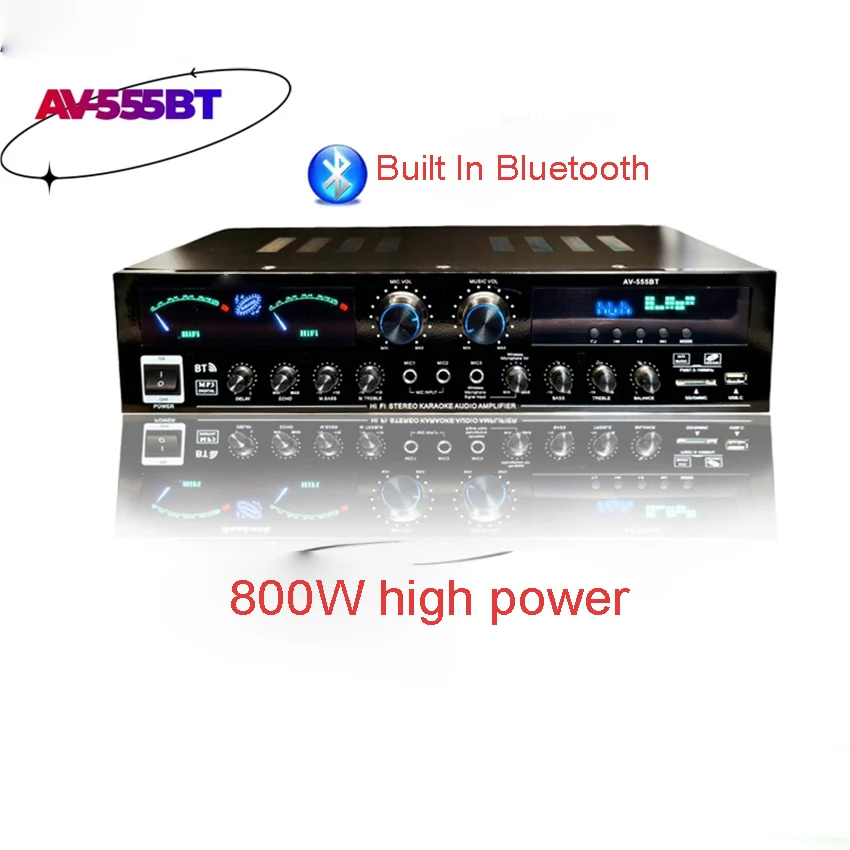 555BT 고출력 앰프 AC220V/110V 스피커 KTV 블루투스 USB 서브우퍼 노래방 앰프 USB 드라이브