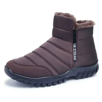 Botines de nieve impermeables para hombre, zapatos antideslizantes, informales, de felpa, talla grande, 2024