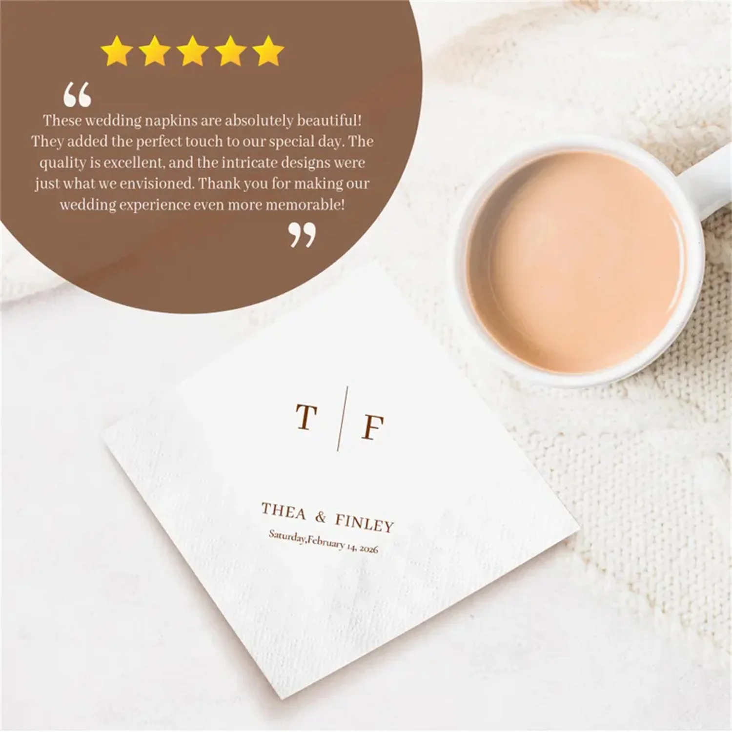 50 قطعة مناديل الزفاف المخصصة مع الاسم | مناديل حفلات مخصصة مع 100 ورقة | أي نص على المناديل الخطوبة #5