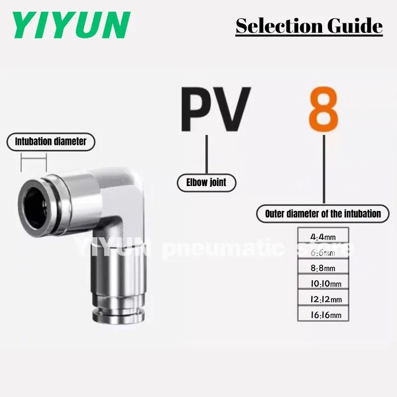

Пневматические компоненты из нержавеющей стали 304: угловой соединитель (колено) для пневмоинструмента серий PV4, PV6, PV8, PV10, PV12, PV14, PV16