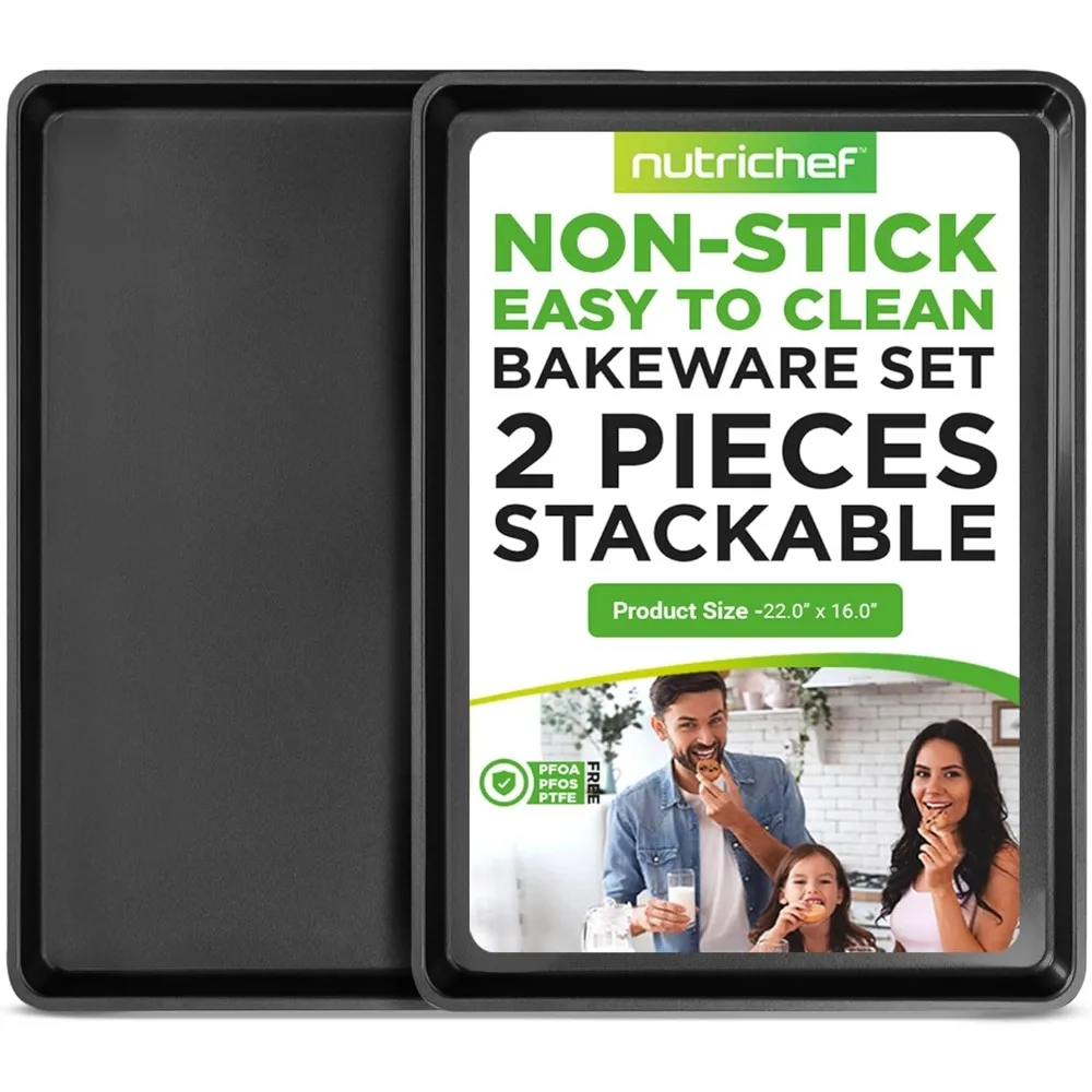 

Extra Large Nonstick Baking Pans Set, 2-Piece XL Cookie Sheets, Oven Safe Up to 446°F, Dishwasher Safe