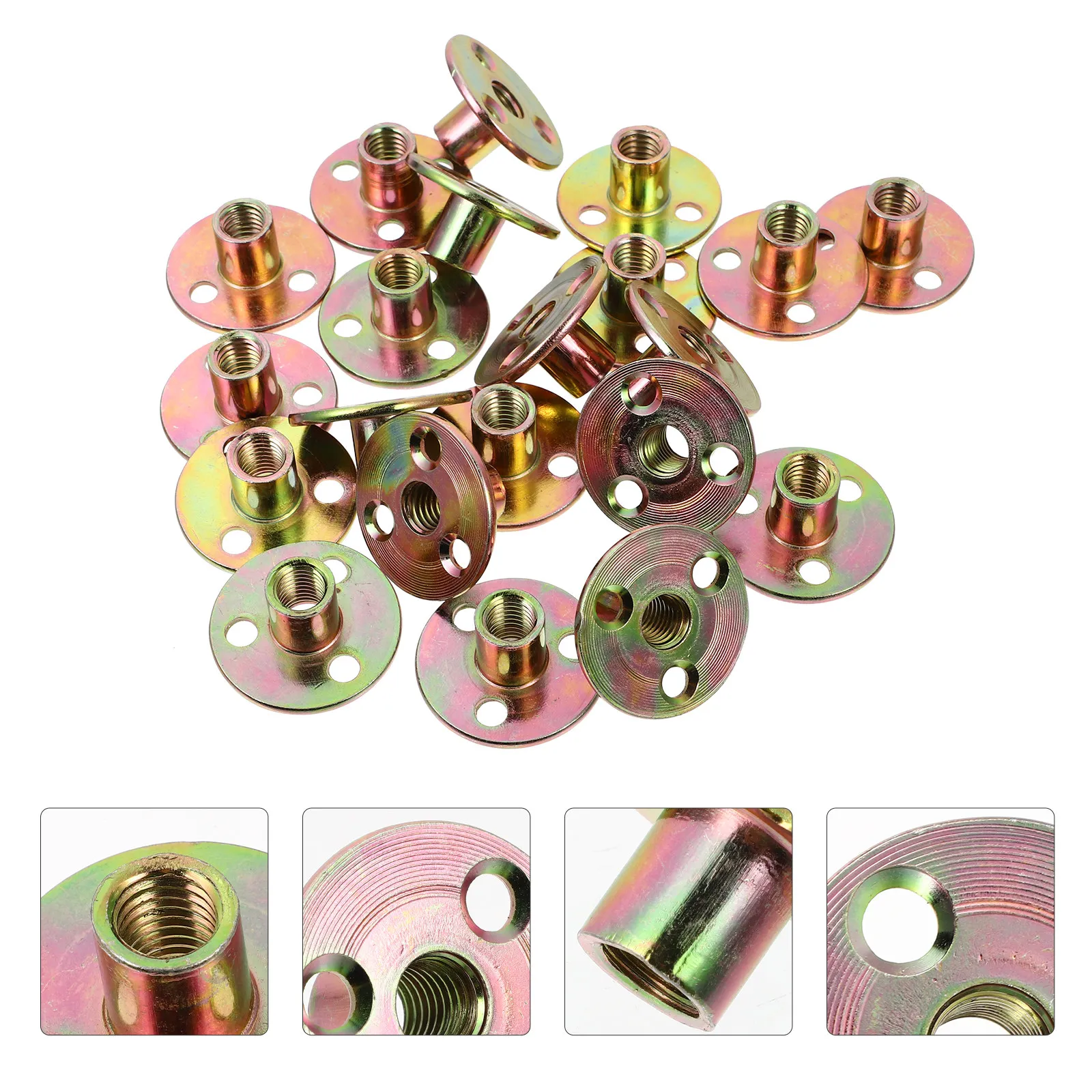 20pcs M10 Round Hole Flange Nut for Furniture Legs, Wall Anchoring & Ceiling Suspension
