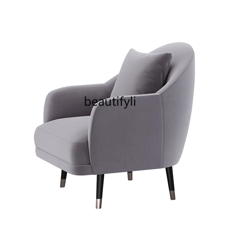 

Single-Seat Sofa Chair Modern Minimalist Nordic Balcony Flannel Art Lazy Bone Chair Light Luxury Designer Leisure Chair