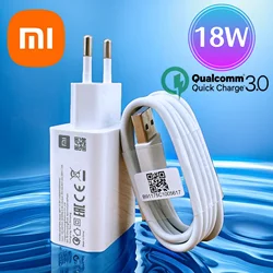 Oryginalna ładowarka Xiaomi 18W do szybkiego ładowania QC 3.0 EU Adapter do Redmi 12 10C 13R 12R uwaga 8 Pro 9 9T Poco M3 C40 rodzaj Usb C