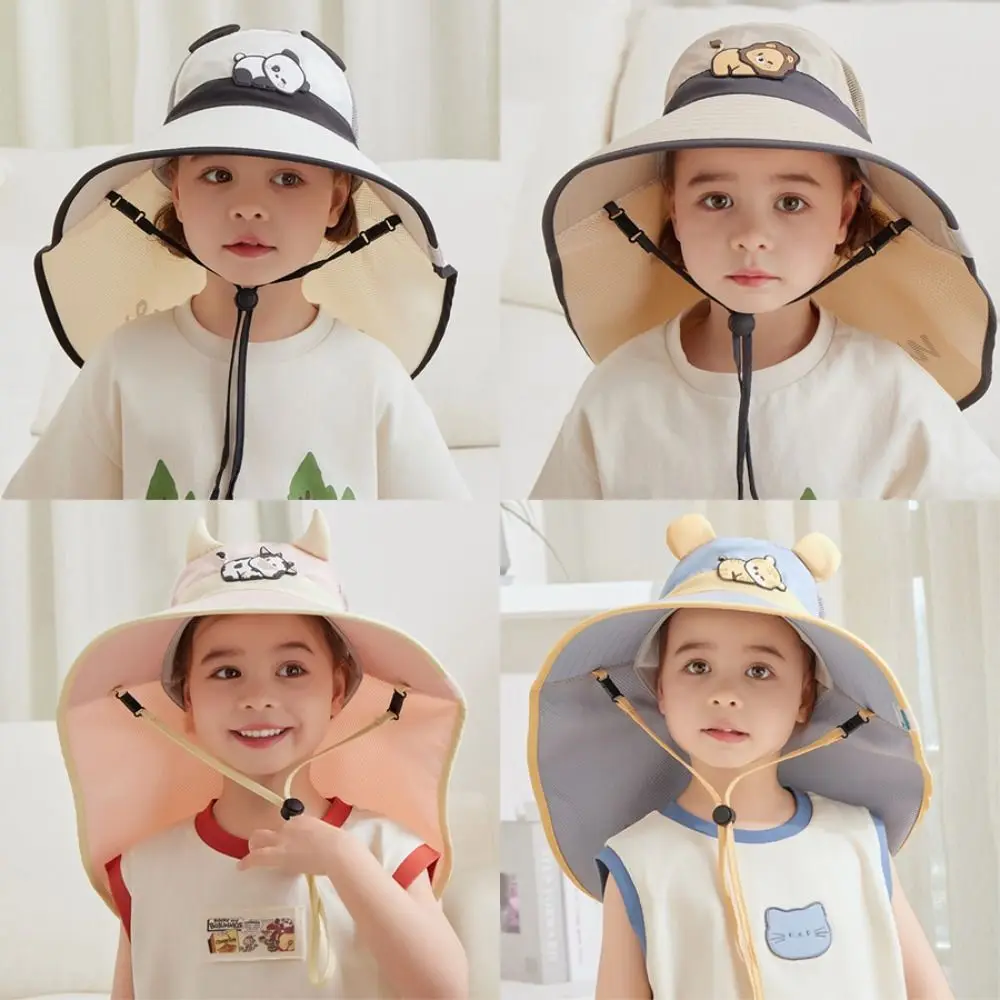 

Fashion Polyester Children Sun Hat UV Protection Large Brim Sunshade Hat Portable Quick Dry Mesh Shawl Hat Summer
