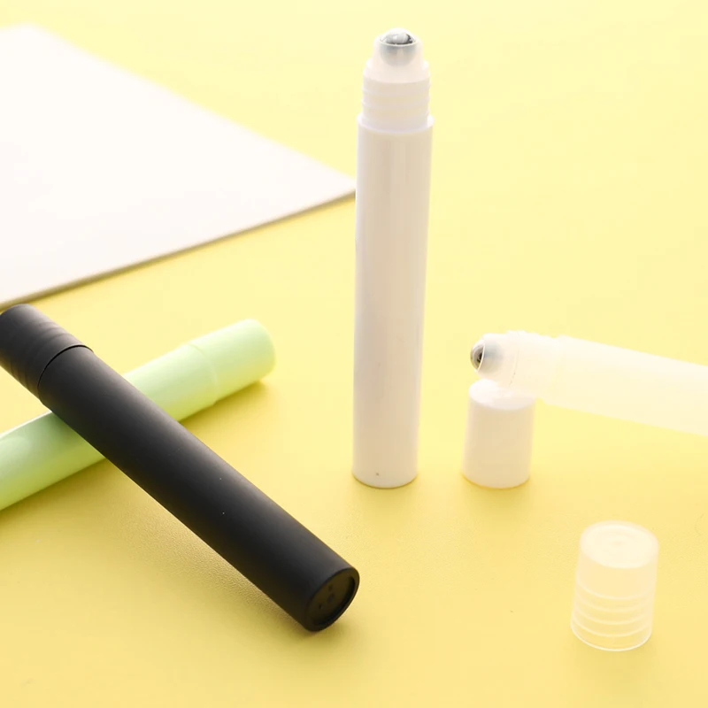 Flacone rotante in plastica trasparente da 10ml marrone con tappo in plastica bottiglia di olio bottiglia di profumo contenitore per olio in acciaio inossidabile