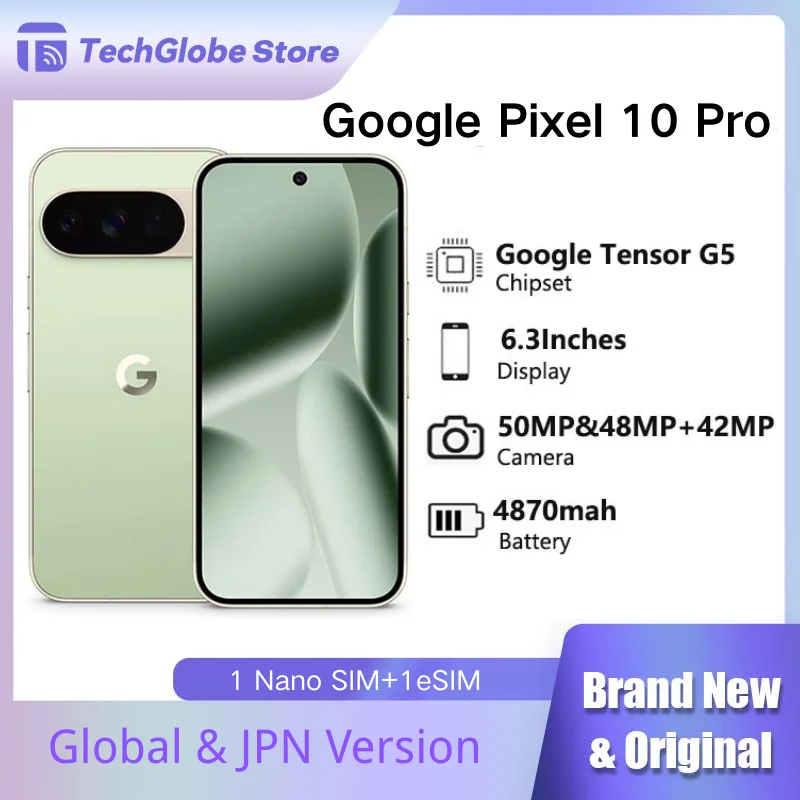 Google Pixel 10 Pro , Tensor G5 , 120HZ 1Nano SIM+1 eSIM Fast-Charging 24+ Hour Battery 4870 mah 6.3