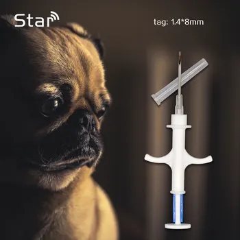 Pet Şırınga ISO11784/5 FDX-B Hayvan evcil hayvan kimlik etiketi çip transponder RFID 134.2KHz mikroçip enjektör köpek, kediler, at için