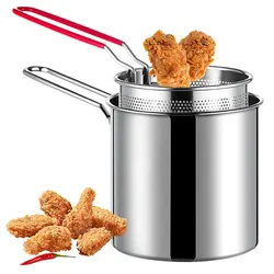 Stainless Steel Deep Frying Pot With Strainer Basket French Fries Fryer Strainer Chicken Fried Pan Kitchen Cooking Tool