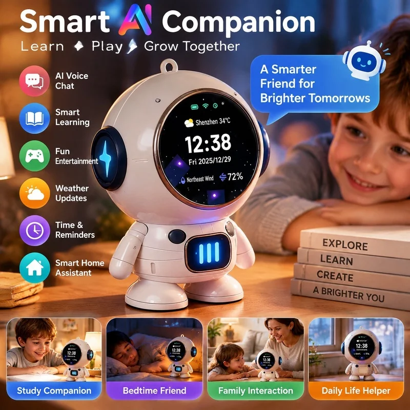generic-mini-astronaut-ai-smart-speaker-alarm-clock-voice-control-learning-desktop-gift-for-students-adults